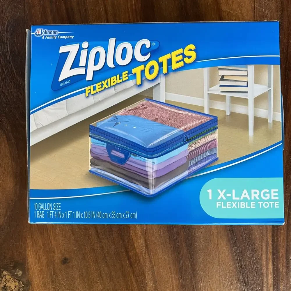 New Ziploc X-Large Flexible Storage Tote 10 Gallon Clear Plastic